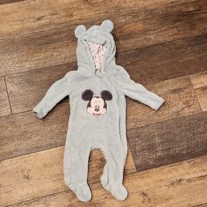 Disney Baby Soft Blue Footed Onesie with Ears